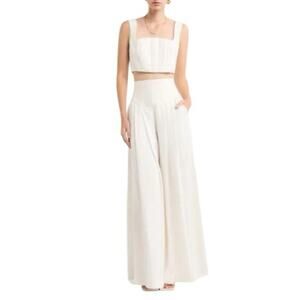 ALEMAIS High waist Wide leg Pants In White NWT Retails $495